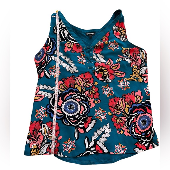 Floral Boho Lace-Up Tank Top spring summer - Picture 4 of 7
